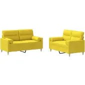 vidaXL Ensemble de canapés 2 pièces avec coussins Tissu jaune clair
