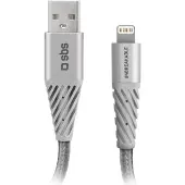 SBS Câble USB-A vers Apple Lightning MFI Unbreakable, 1,5 mètre - Argent