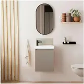 MOB-IN Meuble lave-mains LISA + robinet noir + miroir ovale