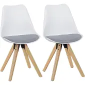 Wohnling lot de 2 chaises de salle à manger rétro LIMA blanc/gris | chaise rembourrée