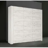 Extom Armoire pour adolescent en chêne blanc, 3 portes, 220 cm