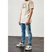 Cayler & Sons Pantalon en denim à empiècements C&S, effet vieilli, bleu clair/blanc - 3230