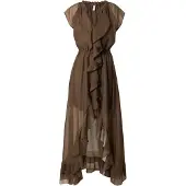 GUESS Maelys Ruffled Short Sleeve Long Dress Marron M Femme