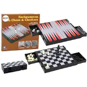 Leantoys Coffret de jeux de société 3 en 1 : échecs, dames, backgammon