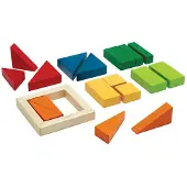 Plantoys Blocs de Construction Bois - 20 Pièces Géométriques unit link - Jouet Éducatif dès 2 Ans