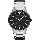 Giorgio Armani Emporio Montre Sport AR2457 — Chronographe en acier inoxydable, cadran noir, bracelet silicone, 50 m résistant