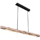 Globo Lampe pendante de table à manger Felicitas noir avec bois