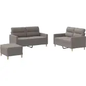 Syfax Ensemble de canapés 3 pcs avec coussins Taupe Tissu
