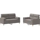 Syfax Ensemble de canapés 2 pcs avec coussins taupe tissu