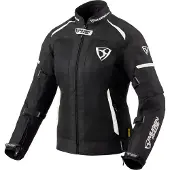 MUGENRACE Veste textile de moto imperméable Fuggire-A pour femme, noir/blanc, taille S