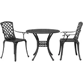 Syfax Ensemble de bistro 3 pcs noir aluminium coulé