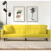 Prolenta Maison Exclusive - Canapé-lit avec coussins, tissu jaune clair