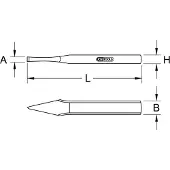 Ks Tools Cross chisel, flat, oval, 5x125 mm 1620282