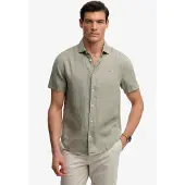 Superdry Riviera Linen Short Sleeve Shirt Vert S Homme