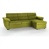 Dmora Tolle - Canapé-Lit avec Méridienne, 285x160 cm Vert, Déhoussable Italy
