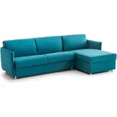 Dmora Sumirago - Canapé-lit avec méridienne, 260x160 cm bleu, déhoussable, Italy