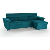 Dmora Priverno - Canapé-lit avec méridienne, 285x160 cm, Bleu, Déhoussable, Italy