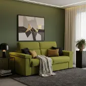Dmora Benedetto - Canapé-Lit 3 Places, 225x95 cm Vert, Déhoussable Italy