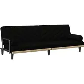 Syfax Canapé-lit avec accoudoirs noir tissu