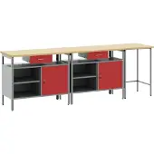 Syfax Ensemble d'établi 3 pcs Noir et gris Acier enduit de poudre