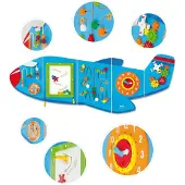 Vigatoys Tableau sensoriel manipulable en bois « Avion » de Viga, Montessori