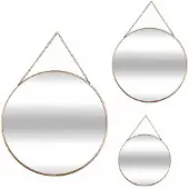 Atmosphera Miroirs ronds Leny avec chaîne en métal doré - Lot de 3