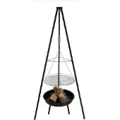 Esschert Design Braséro en fer avec trépied - Noir - L 67,5 x P 77 x H 157 cm