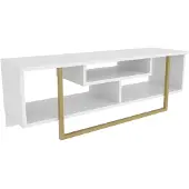 Skye Decor , Asal 120 - Or, Blanc, Meuble TV, Or, 100 % PANNEAUX DE PARTICULES MÉLAMINÉS, 120 x 35,2 x 40,2 cm