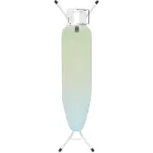 Brabantia Table à repasser A, 110 x 30 cm, tablette pour fer à repasser, cadre blanc 22 mm, Soothing Sea