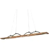 Briloner Vinka Lampe LED suspendue,Reproduction bois, forme de vague, lumière blanche chaude, noir-bois, 98 x 11 x 120 cm