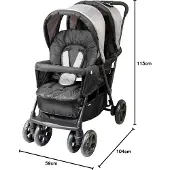 Bambisol Poussette double - Complètement équipée - Housse de pluie incluse - Facile à plier