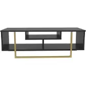 Skye Decor , Asal 120 - Noir, Or, Meuble TV, Noir, PANNEAUX DE PARTICULES 100 % MÉLAMINÉS, 120 x 35,2 x 40,2 cm
