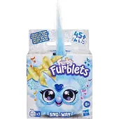 Hasbro Furby Furblets SNO-Way Holiday Edition Mini Friend, 45+ Sounds & Music, Speaks Only Furbish, peluches électroniques à partir de 6 ans, bleu & blanc