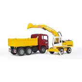BRUDER Camion De Travail Avec Excavatrice Liebherr