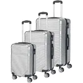 Beco Valise rigide avec roulettes multidirectionnelles et serrure TSA, intérieur compartimenté, Valise, Argent