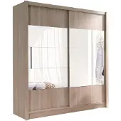 Meublorama Armoire ROME 2 portes coulissantes miroir 180x200x62 chêne sonoma