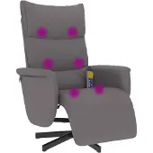vidaXL Fauteuil de massage avec repose-pieds Gris Similicuir