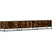 Syfax Meuble TV chêne fumé 240x35x41 cm bois d'ingénierie