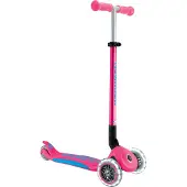 Globber Scooter Kids Tricycle Plus - Primo Foldable Plus Lights V2 Fuchsia Pink Glowing Wheels