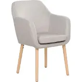Beliani Chaise de salle à manger tapissée de velours taupe pieds en bois avec accoudoirs style classique cuisine salle à manger