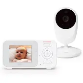 Elec Alecto Baby EVM24 : Babyphone vidéo avec caméra, écran de 2,4 pouces, fonction interphone et couleur blanche