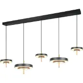 TRIO Suspension 5 lumières Keaton noir avec or