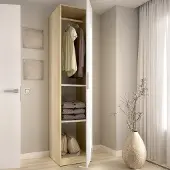 Dmora Calvert - Armoire 1 Porte, Blanc, Porte-manteaux