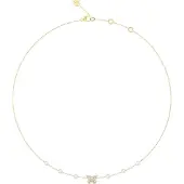 GUESS Borboleta 16-18" Pave Borboleta Necklace, (Acier inoxydable, Nacre, Verre)