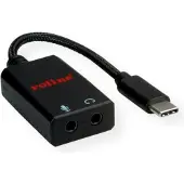 Roline Adaptateur USB type C - 2x 3,5mm audio, ST/BU, 0,13 m