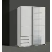 Wimex Armoire à portes coulissantes Emden, 135 cm, blanche, avec miroir