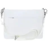 Mandarina Duck Mellow Leather Flat Squared Shoulder Bag Blanc