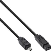 Intos 34901 Câble FireWire, IEEE1394 4 broches mâle à 9 broches mâle, noir, 1m