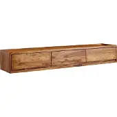 Möbelando Buffet bas "Naihati" en Corps : bois massif de sheesham, revêtu d'un vernis transparent Dos : MDF en brun avec 3 tiroirs. Dimensions (L/H/P) 160x25x35 cm