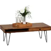 Wohnling Table basse en bois massif de Sheesham 120 x 60 x 40 CM avec 2 tiroirs ; WL1.513